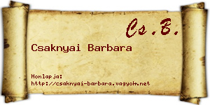 Csaknyai Barbara névjegykártya